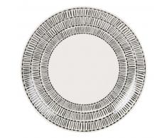 Assiette plate en faïence blanche et noire à motifs