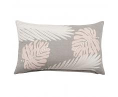 Housse de coussin en coton beige, argent et rose 30x50