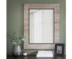 Miroir en paulownia et m&eacute;tal noir 67x87