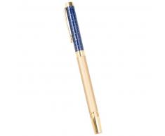 Stylo à bille en métal doré bleu motifs à pois dorés
