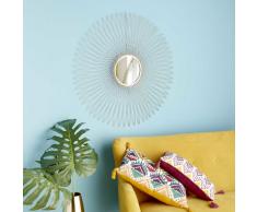 Miroir rond en fil de métal doré D.92cm OP ART