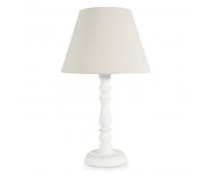 Lampe en bois et tissu beige H 42 cm BIANCA