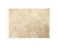 Tapis en coton écru et doré imprimé 140x200