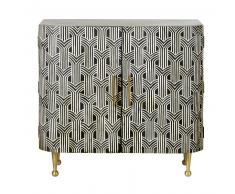 Buffet 2 portes noir motifs en marqueterie d'os Ringo