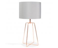 Lampe en métal cuivré et abat-jour gris H 49 cm CROSSY COPPER
