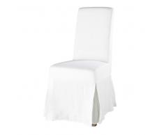 Housse longue de chaise en lin lavé blanche Margaux