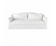 Canap&eacute;-lit 4 places en lin lav&eacute; blanc Anaelle