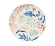 Assiette à dessert en faïence blanche imprimée