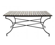 Table à manger en métal et zellige 6/8 personnes L160 Zelie