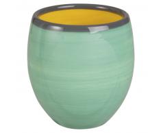 Tasse en fa&iuml;ence verte et jaune