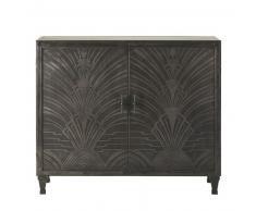 Buffet 2 portes en métal noir mat sculpté Gotham