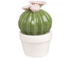 Statuette cactus en porcelaine blanche et verte H12