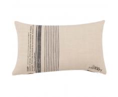 Housse de coussin &eacute;crue en coton imprim&eacute; gris 30x50