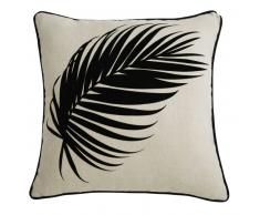 Coussin en lin imprim&eacute; feuille 45x45cm KORU