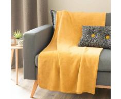 Plaid doux jaune moutarde 150 x 230 cm CHALEUR