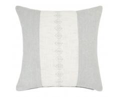 Housse de coussin en coton brodé gris et taupe 40x40