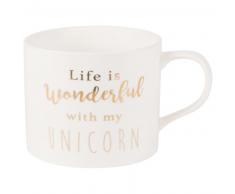 Mug avec couvercle licorne en porcelaine blanche