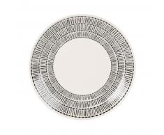 Assiette à dessert en faïence blanche et noire à motifs