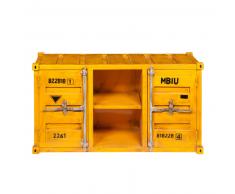 Meuble TV container en métal jaune L 129 cm Carlingue