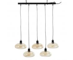 Suspension en métal noir et 5 globes en verre