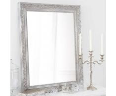 Miroir en bois de paulownia argent&eacute; H 90 cm VALENTINE