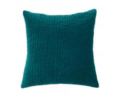 Coussin en velours piqu&eacute; bleu 60 x 60 cm AQUA