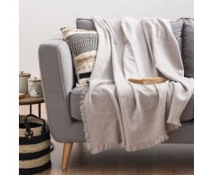 Plaid à franges beige 125x150