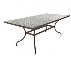 Table à manger en métal et carreaux de ciment 6/8 personnes L200 Rosa