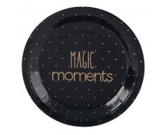 12 assiettes en carton noir imprimé