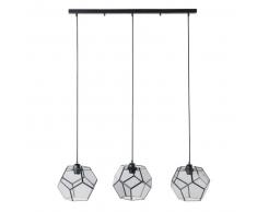 Suspension 3 spots en métal noir et verre fumé