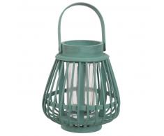 Lanterne en bambou vert et verre