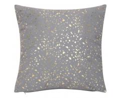 Housse de coussin gris imprimé taches dorées 40x40