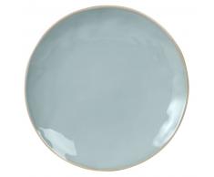 Assiette plate en faïence bleu glacier