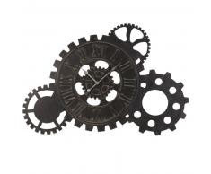 Horloge rouages en m&eacute;tal noir