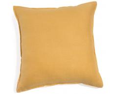 Coussin en lin lavé jaune 60x60