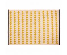 Tapis en coton écru motifs jaunes 180x120cm NAOMI