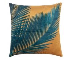 Housse de coussin orange imprimé feuillage 40x40