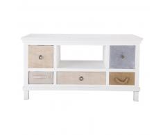 Meuble TV en bois blanc L110 Ouessant