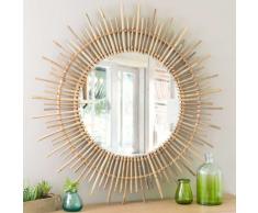 Miroir rond en rotin D 90 cm ISIS