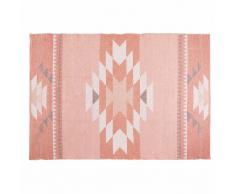 Tapis ethnique en coton rose 180x120
