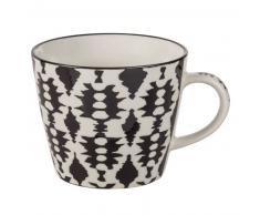 Mug en fa&iuml;ence motifs noirs