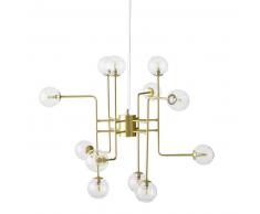 Suspension 12 globes en verre et métal doré