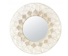 Miroir rond en macramé blanc D92