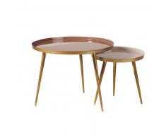 Tables gigognes en métal beige rosé et doré Avril