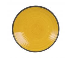 Assiette à dessert en faïence jaune