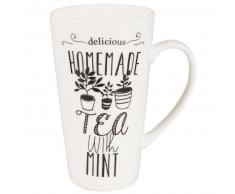 Mug en porcelaine blanche imprimé plantes