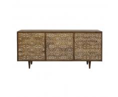 Buffet 3 portes en manguier massif et motifs sculptés Mombasa