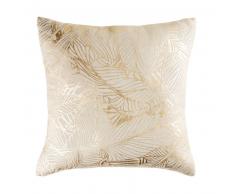 Coussin en lin beige motifs graphiques dorés 50x50