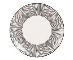 Assiette à dessert en faïence blanche à rayures MEKONG