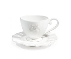 Tasse et soucoupe à café en faïence blanche BOURGEOISIE